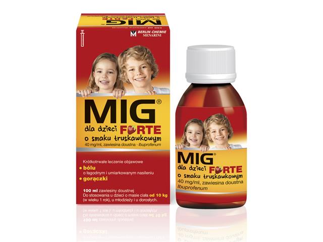 Mig Forte dla dzieci o smaku truskawkowym interakcje ulotka zawiesina doustna 40 mg/ml 100 ml | butelka