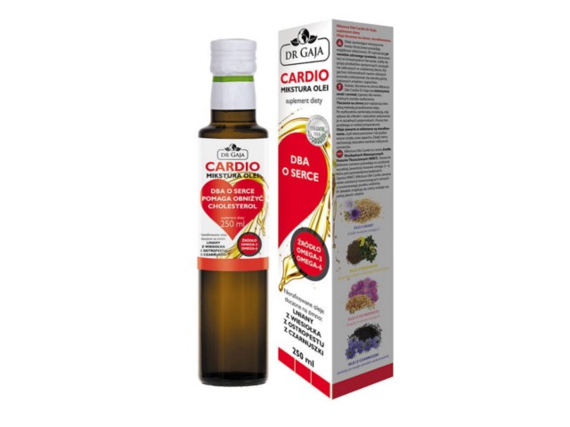 Mikstura Olei Cardio Dr Gaja olej lniany z wiesiołka, z czarnuszki, z ostropestu interakcje ulotka olej - 250 g (but.)