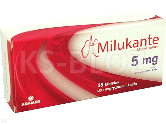 Milukante interakcje ulotka tabletki do rozgryzania i żucia 5 mg 28 tabl. | 4 blist.po 7 szt.