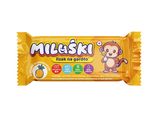 Miluśki Lizak na gardło o smaku ananasowym interakcje ulotka lizaki - 1 szt.