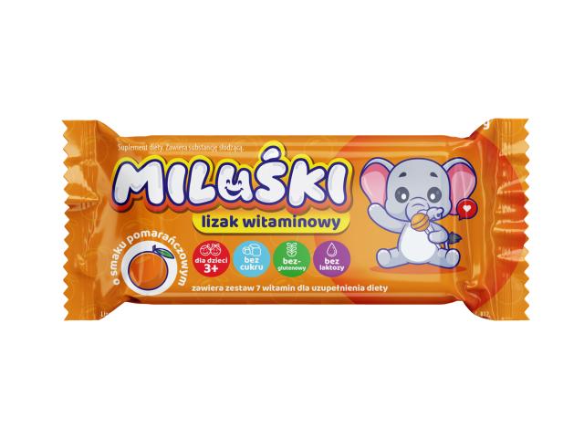 Miluśki Lizak o smaku pomarańczowym witaminowy interakcje ulotka lizaki - 1 szt.