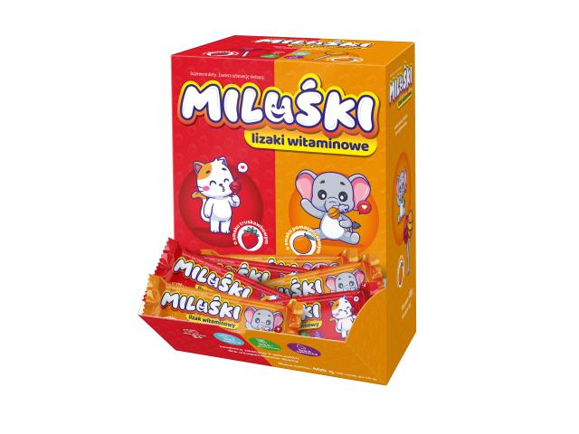 Miluśki Lizaki witaminowe truskawka/pomarańcza bez cukru interakcje ulotka lizaki  40 szt.