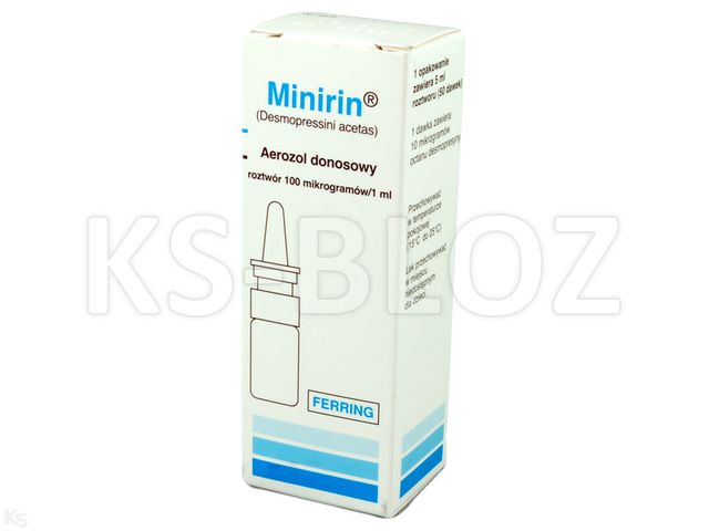 Minirin interakcje ulotka aerozol do nosa, roztwór 10 mcg/daw. 5 ml | 50 daw.