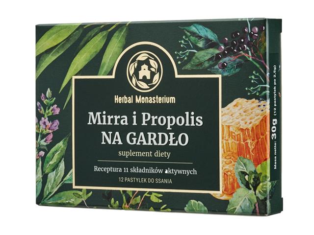 Mirra I Propolis Na Gardło interakcje ulotka pastylki do ssania  12 pastyl.