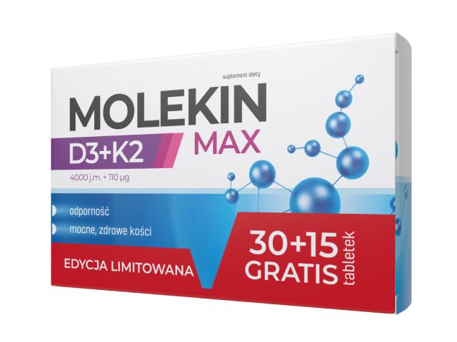Molekin D3 + K2 Max edycja limitowana interakcje ulotka tabletki powlekane  45 tabl.