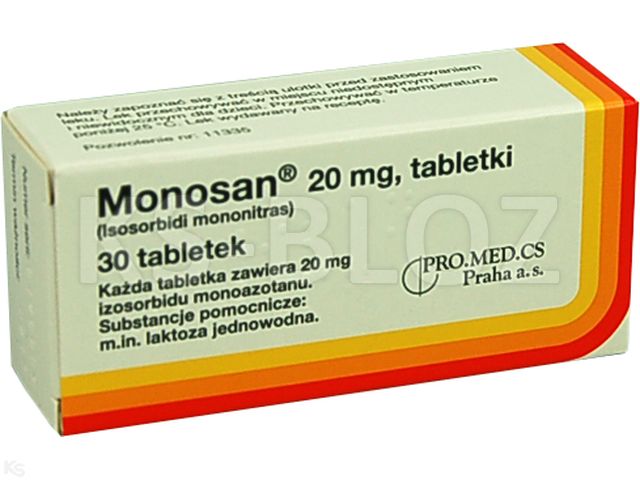 Monosan interakcje ulotka tabletki 20 mg 30 tabl. (3 blist. po 10 tabl.)