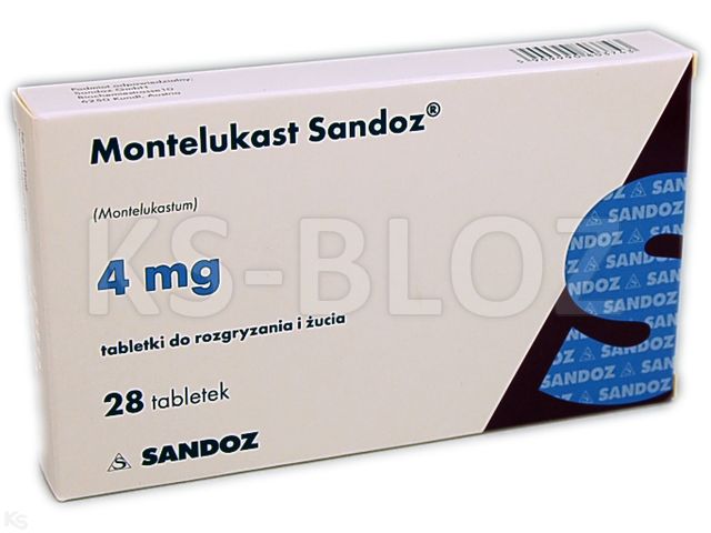 Montelukast Sandoz interakcje ulotka tabletki do rozgryzania i żucia 4 mg 28 tabl.