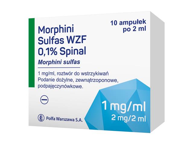 Morphini Sulfas WZF 0,1% Spinal interakcje ulotka roztwór do wstrzykiwań 1 mg/ml 10 amp. po 2 ml