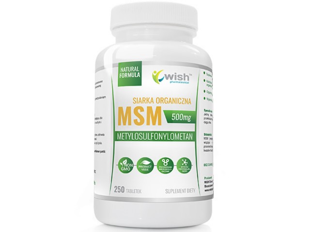 MSM Siarka Organiczna 500mg interakcje ulotka tabletki  250 tabl.