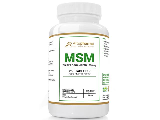 MSM Siarka Organiczna 500mg interakcje ulotka tabletki - 250 tabl.