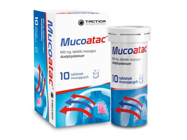 Mucoatac interakcje ulotka tabletki musujące 600 mg 10 tabl. (tub.)