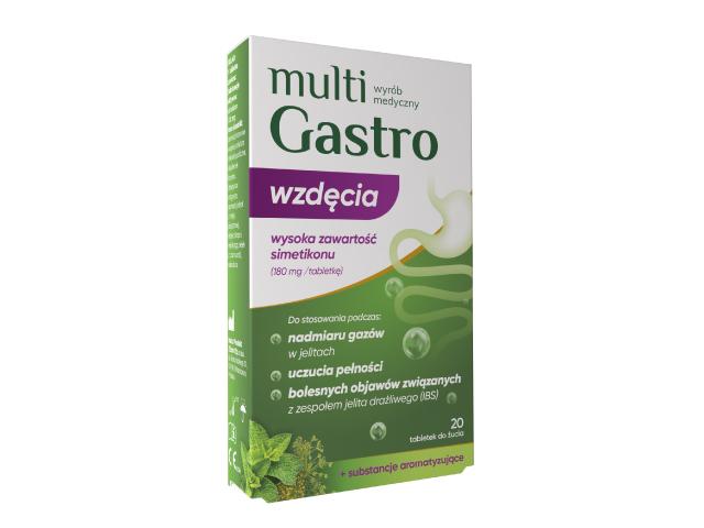 Multigastro Wzdęcia interakcje ulotka tabletki do żucia  20 tabl.