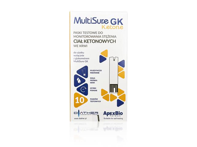 MultiSure GK Ketone Paski do monitorowania stężenia ciał ketonowych we krwi interakcje ulotka   10 szt.