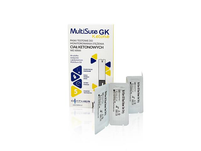 Multisure GK Ketone Paski testowe do monitorowania stężenia ciał ketonowych we krwi interakcje ulotka   5 szt.