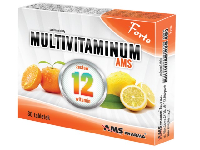 Multivitaminum AMS Forte interakcje ulotka tabletki  30 tabl.