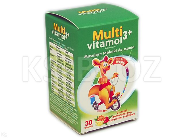 Multivitamol 3+ pomar/cytryn/malin. interakcje ulotka tabletki musujące - 30 tabl.