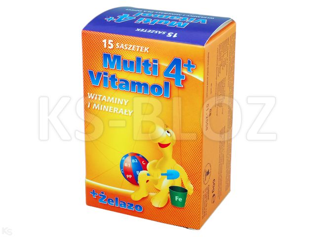 Multivitamol 4+ interakcje ulotka proszek doustny - 15 sasz.