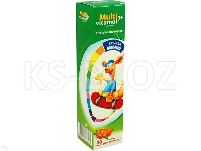Multivitamol smak pomarańczowy powyżej 7 lat interakcje ulotka tabletki musujące - 20 tabl.