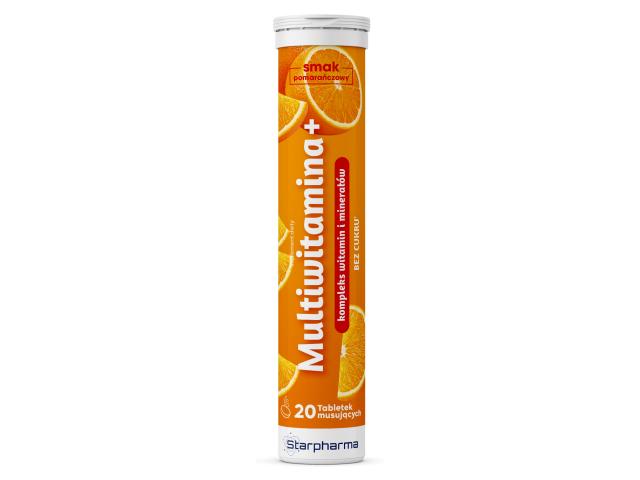 Multiwitamina+ smak pomarańczowy bez cukru interakcje ulotka tabletki musujące - 20 tabl.