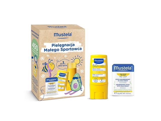 Mustela Pielęgnacja Małego Sportowca Zestaw Sztyft ochronny z Cold Cream + Sztyft przeciwsłon.SPF50 interakcje ulotka zestaw  9,2 g + 9 ml