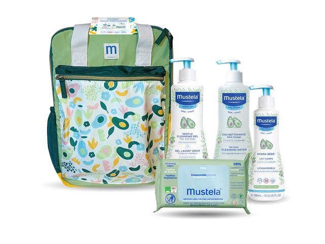 Mustela Plecak Wyprawkowy Zest. 2024 Żel d/mycia+Woda oczysz+Hydra Bebe mleczko d/ciała+chust.oczysz interakcje ulotka zestaw  500 ml | + 500 ml + 300 ml + 60 szt.