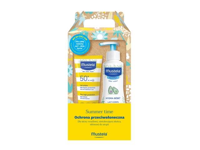 Mustela Summer Time Zestaw Hydra Bebe mleczko do ciała + Mleczko przeciwsłoneczne interakcje ulotka zestaw  300 ml + 100 ml