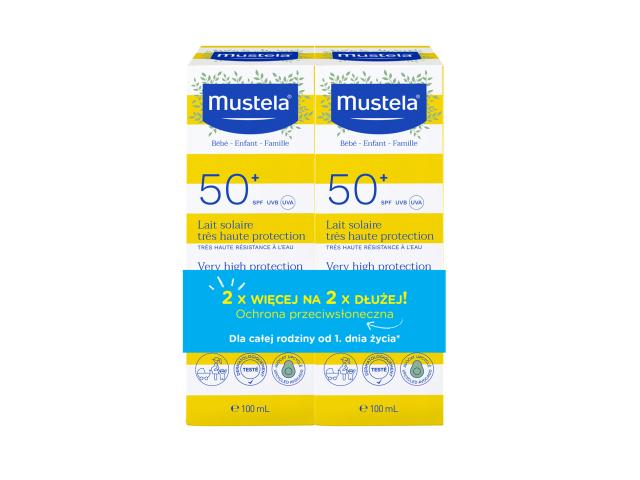 Mustela Sun Mleczko przeciwsłoneczne SPF 50+ duopak interakcje ulotka mleczko - 100 ml + 100 ml