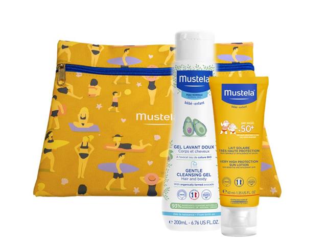 MUSTELA SUN Zestaw Maluszek Hop do wody! Mleczko p/słon.+Delikatny Żel d/myc. interakcje ulotka zestaw  40 ml