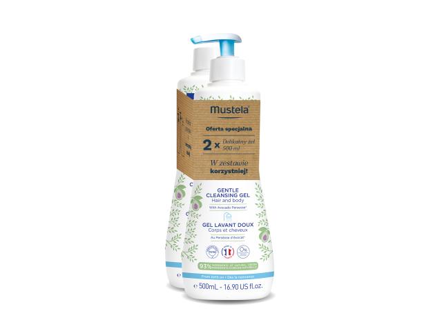 Mustela Żel do mycia delikatny z organicznym awokado duopack interakcje ulotka żel  500 ml + 500 ml