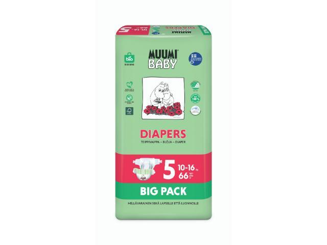 MUUMI BABY Pieluszki 5 - ekologiczne BIG PACK (10-16kg) interakcje ulotka pielucha - 66 szt.