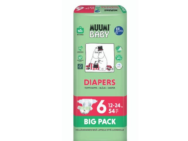 MUUMI BABY Pieluszki 6 - ekologiczne BIG PACK (12-24kg) interakcje ulotka pielucha  54 szt.