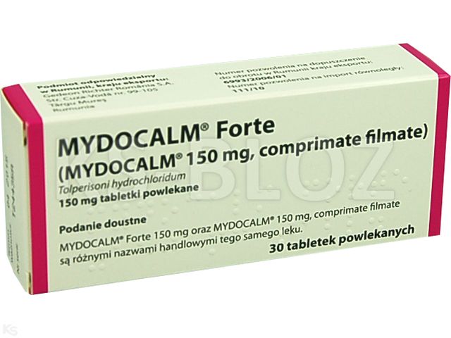 Mydocalm Forte interakcje ulotka tabletki powlekane 150 mg 30 tabl.