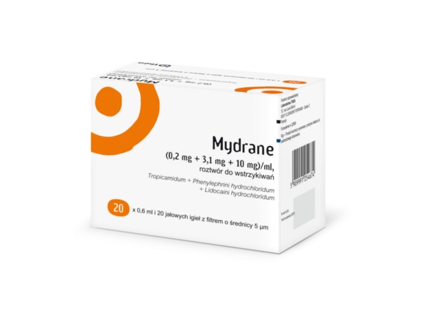Mydrane interakcje ulotka roztwór do wstrzykiwań (200mcg+3,1mg+10mg)/ml 20 amp. po 0,6 ml