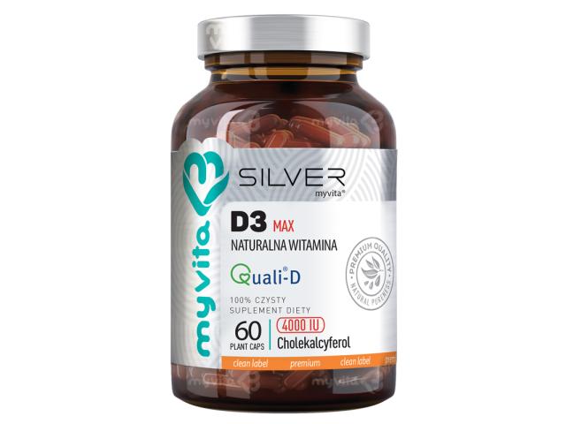 MyVita Silver Naturalna Witamina D3 Max 4000 IU interakcje ulotka kapsułki 60 kaps.