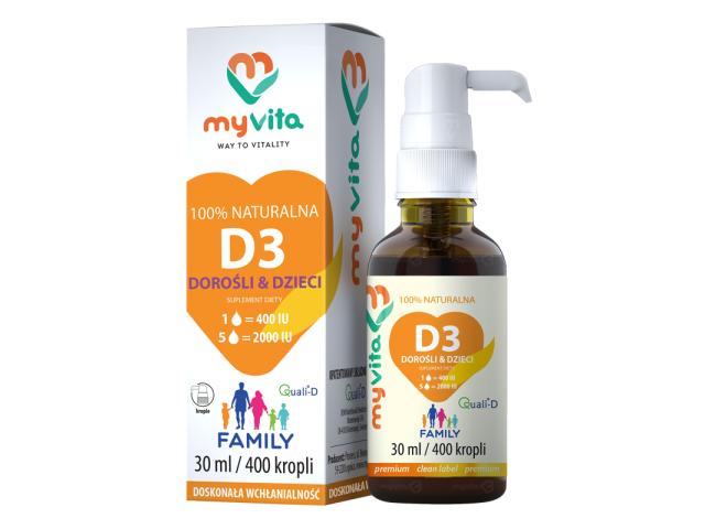 MyVita Witamina D3 dzieci i dorośli interakcje ulotka krople 30 ml