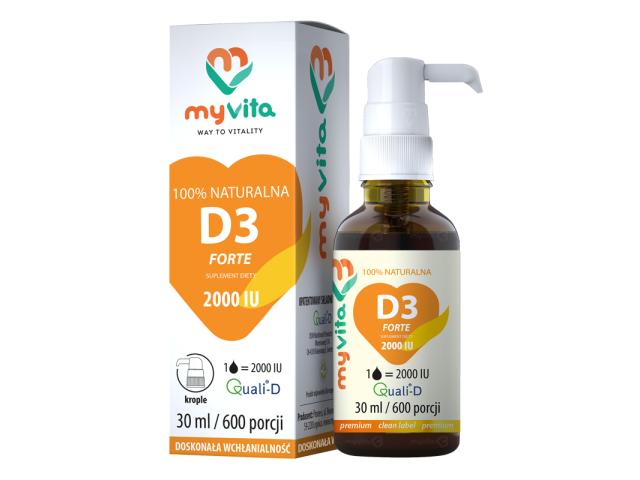MyVita Witamina D3 Forte 2000 IU interakcje ulotka krople 30 ml