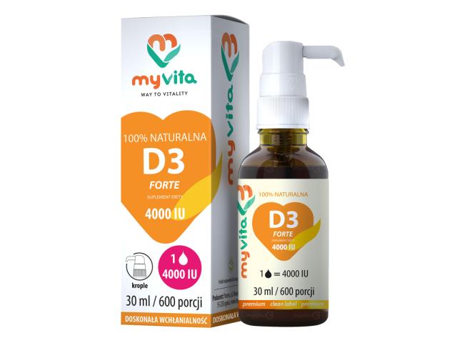MyVita Witamina D3 Forte 4000 IU interakcje ulotka krople 30 ml