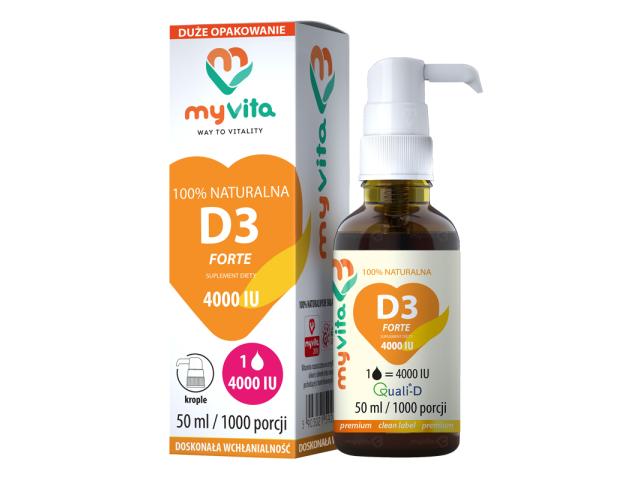 MyVita Witamina D3 Forte 4000 IU interakcje ulotka krople 50 ml