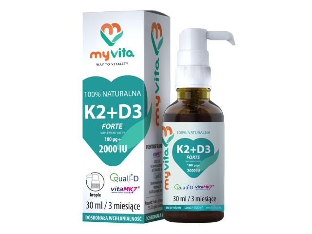 MyVita Witamina K2 + D3 Forte interakcje ulotka krople  30 ml