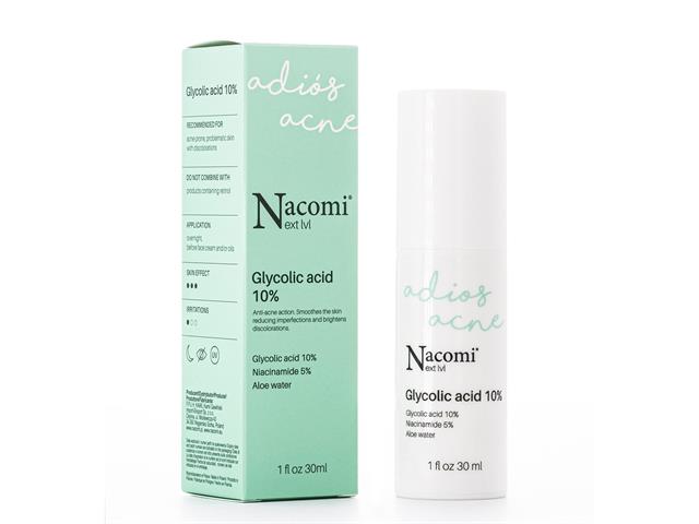 Nacomi Next lvl Adios Acne z kwasem glikolowym 10% interakcje ulotka serum  30 ml