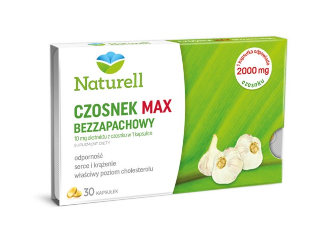 Naturell Czosnek Max bezzapachowy interakcje ulotka kapsułki  30 kaps.