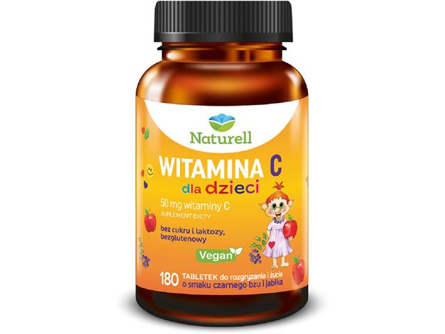 Naturell Witamina C dla dzieci interakcje ulotka tabletki do rozgryzania i żucia - 180 tabl.