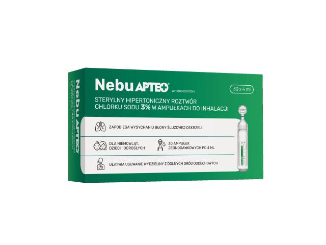 Nebu Apteo Roztwór do inhalacji sterylny hipertoniczny NaCl 3% interakcje ulotka roztwór 30 amp. po 4 ml