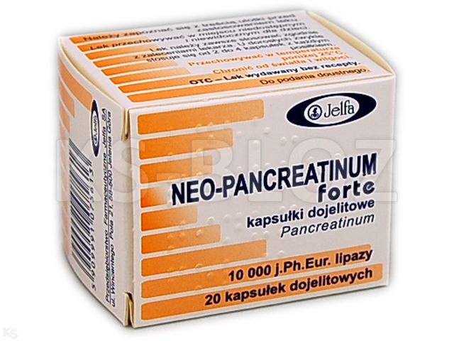 Neo-Pancreatinum Forte interakcje ulotka kapsułki dojelitowe 10 000 j. Ph.Eur. 20 kaps. (poj.)