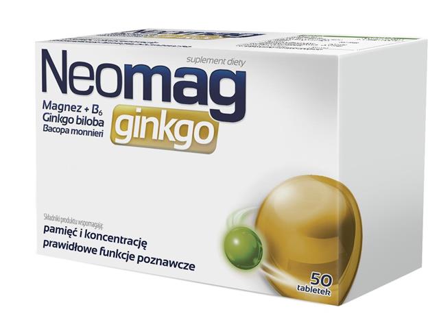 Neomag Ginkgo interakcje ulotka tabletki  50 tabl.