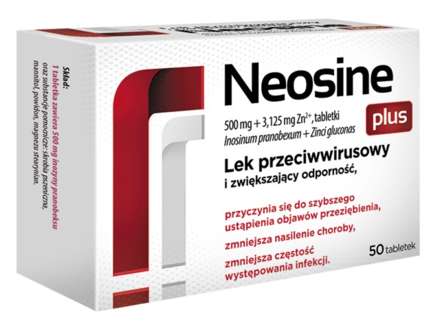 Neosine Plus interakcje ulotka tabletki 500mg+3,125mg Zn2+ 50 tabl.