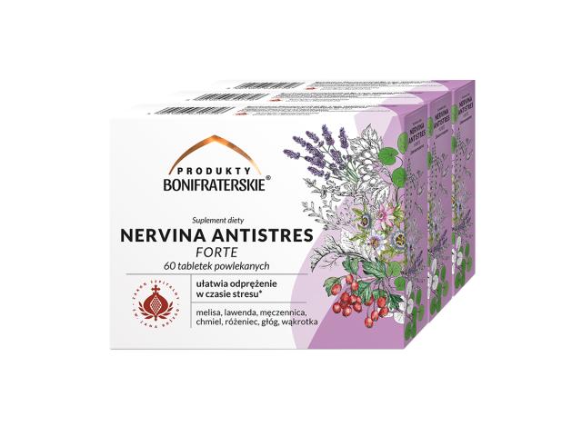 Nervina Antistres Forte Produkty Bonifraterskie Zestaw interakcje ulotka tabletki powlekane  3 op. po 60 tabl.