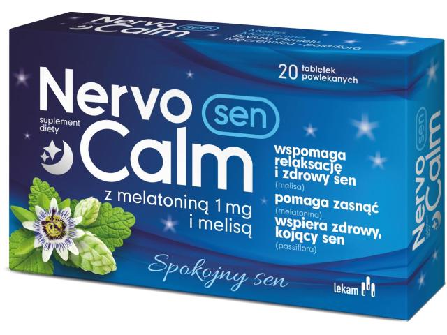 NervoCalm Sen z melatoniną 1 mg i melisą interakcje ulotka tabletki powlekane 20 tabl.