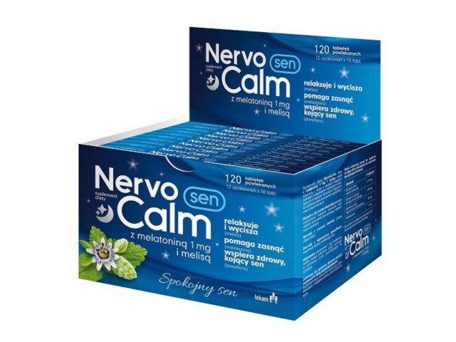 Nervocalm Sen z melatoniną 1 mg i melisą interakcje ulotka tabletki powlekane  12 op. po 10 tabl.