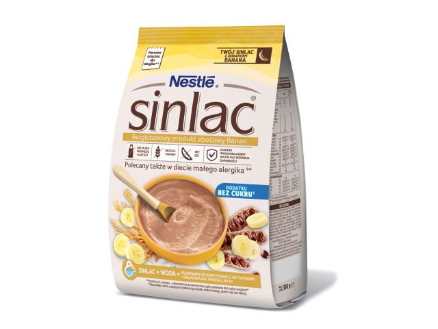 Nestle Sinlac Bezglutenowy produkt zbożowy banan bez dodatku cukru 6 m+ interakcje ulotka kaszka - 300 g